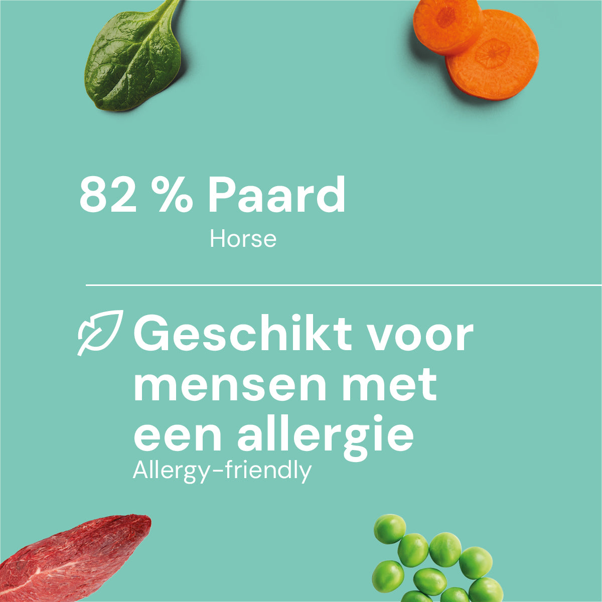 Vers menu paard, spinazie & erwten – 400 g